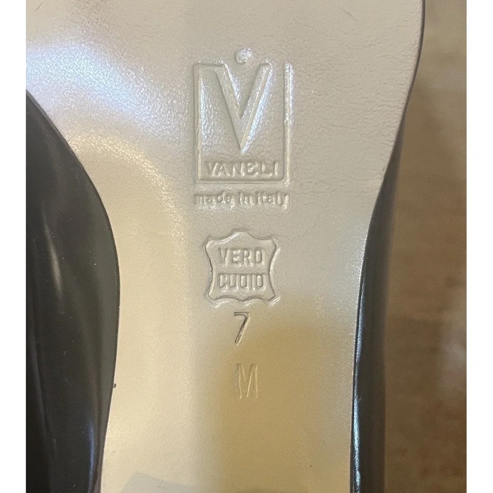 VTG Vaneli Made in Italy Black Patent Horsebit Square Toe Pumps Loafers 7M Y2K